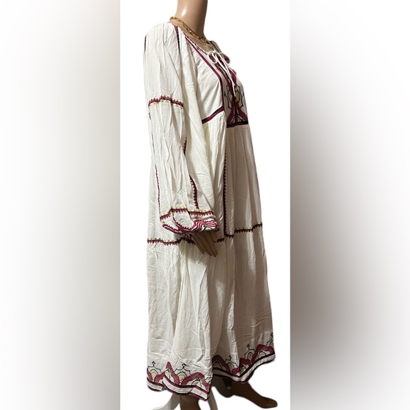Free People Sweet Escape Midi Boho Peasant Dress in Cream Combo Size XS … - Picture 3 of 10